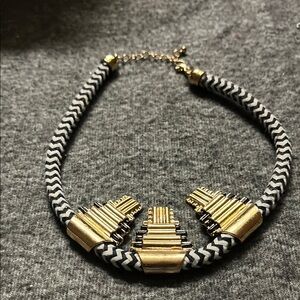Gold and Black Chevron Necklace
